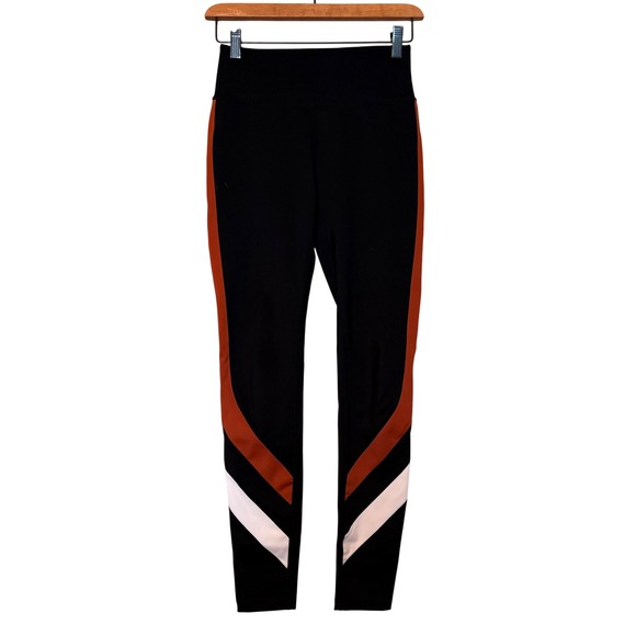 Splits59 Pants - Splits59 Women Black Orange White Chevron High Waist Leggings Size S Activewear